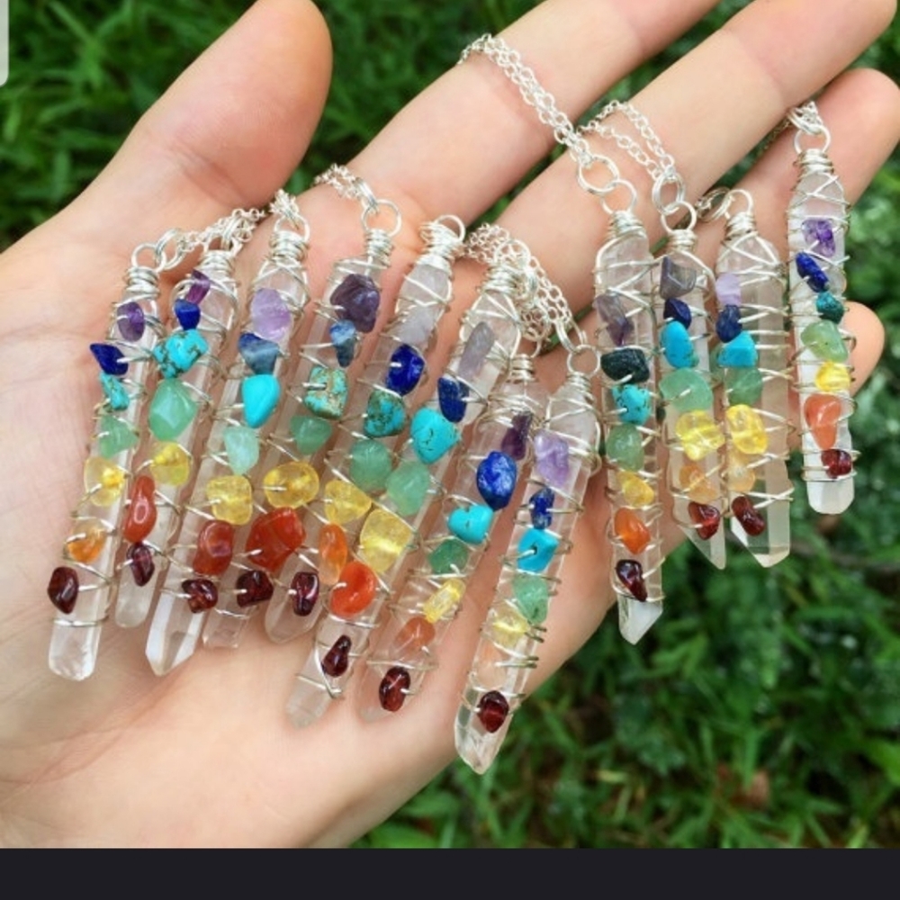 Gorgeous 7 Bead CHAKRA Yoga healing stones on Quartz stone